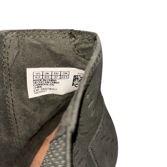 Toms Majorca Booties 6.5 Green Perforated Suede Peep Toe Block Heel Boots Shoes - Picture 7 of 9